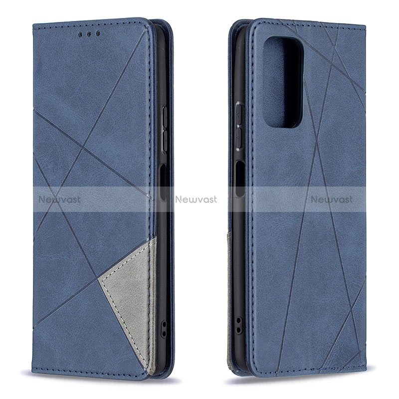 Leather Case Stands Flip Cover Holder B07F for Xiaomi Redmi Note 10 Pro 4G Blue