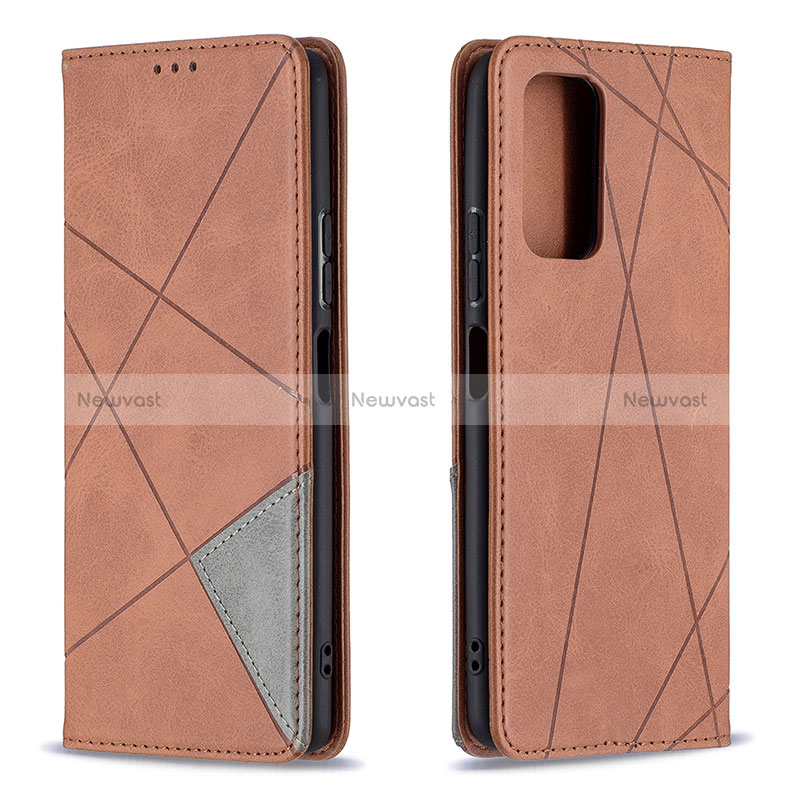 Leather Case Stands Flip Cover Holder B07F for Xiaomi Redmi Note 10 Pro 4G Brown