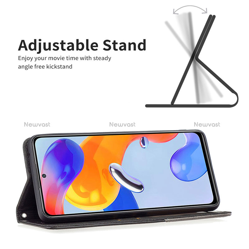 Leather Case Stands Flip Cover Holder B07F for Xiaomi Redmi Note 11 Pro 4G