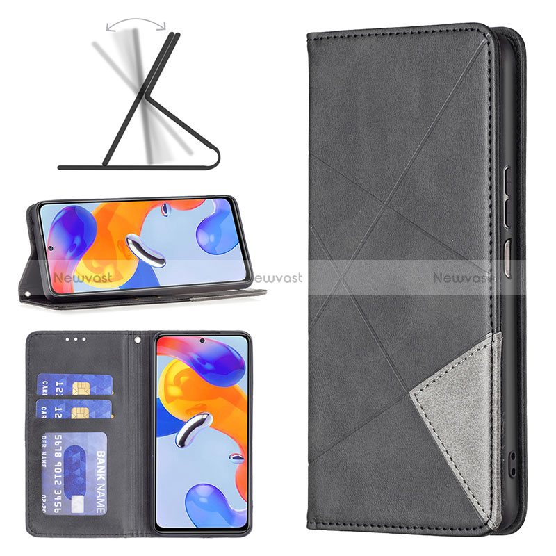 Leather Case Stands Flip Cover Holder B07F for Xiaomi Redmi Note 11 Pro 4G