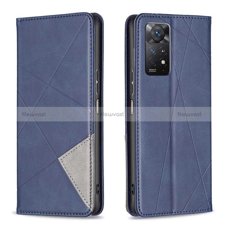 Leather Case Stands Flip Cover Holder B07F for Xiaomi Redmi Note 12 Pro 4G Blue