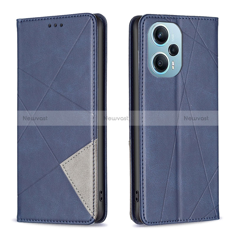 Leather Case Stands Flip Cover Holder B07F for Xiaomi Redmi Note 12 Turbo 5G Blue