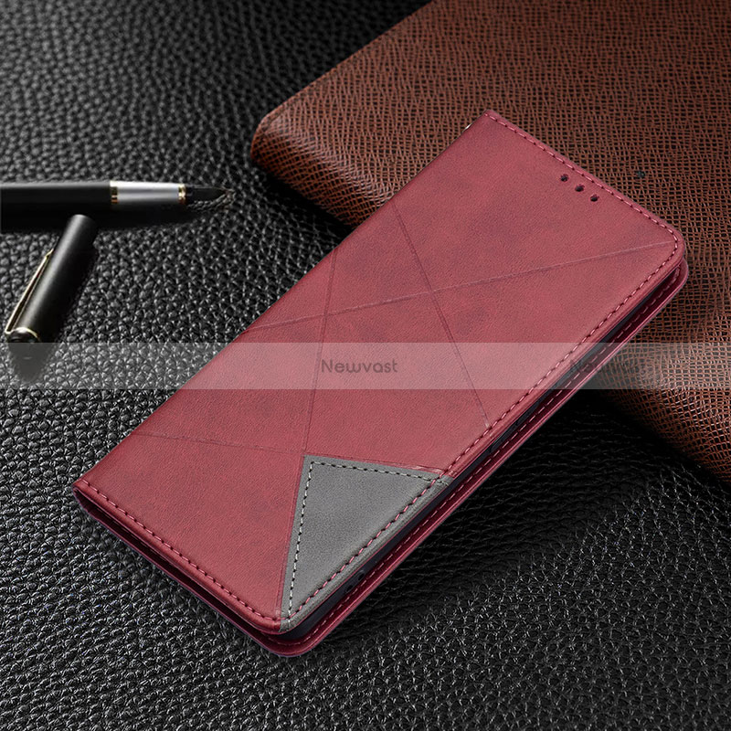 Leather Case Stands Flip Cover Holder B08F for Google Pixel 6 Pro 5G Red