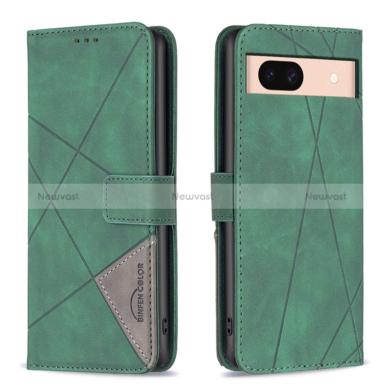 Leather Case Stands Flip Cover Holder B08F for Google Pixel 8a 5G Green