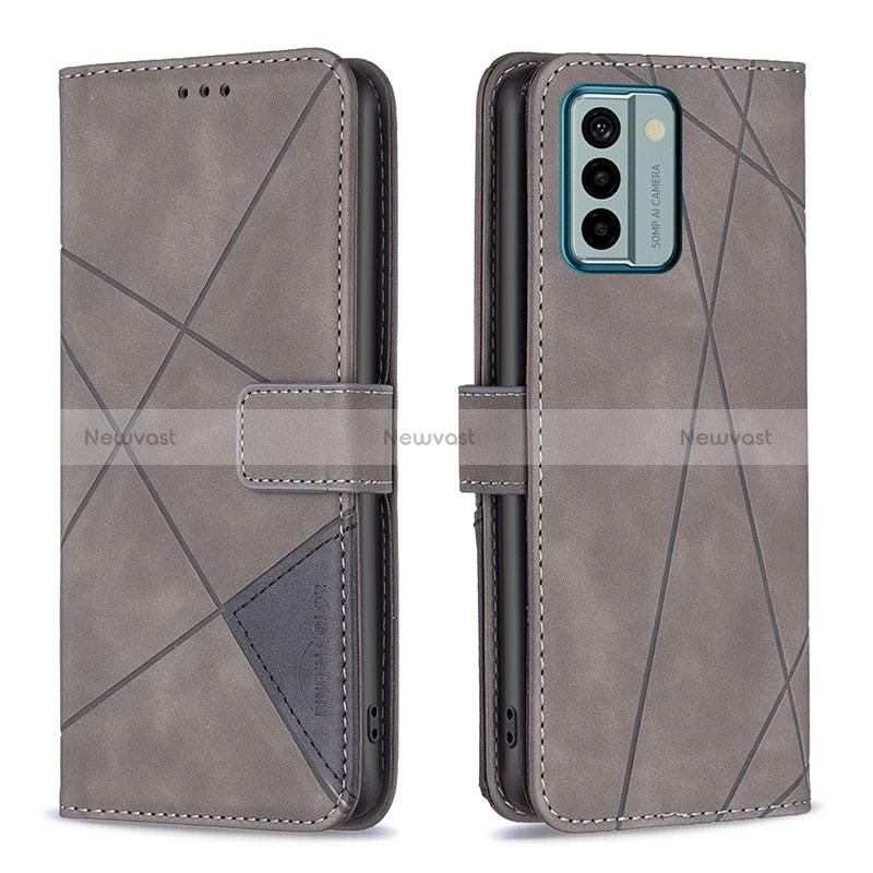 Leather Case Stands Flip Cover Holder B08F for Nokia G22 Gray