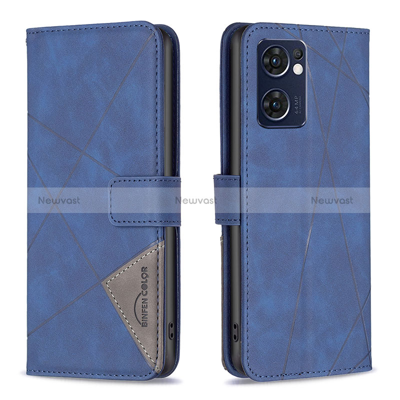 Leather Case Stands Flip Cover Holder B08F for OnePlus Nord CE 2 5G Blue