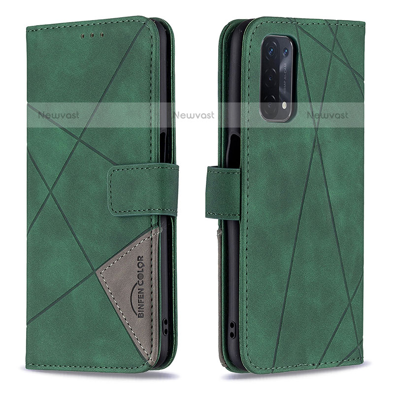 Leather Case Stands Flip Cover Holder B08F for OnePlus Nord N200 5G Green