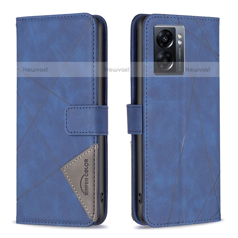 Leather Case Stands Flip Cover Holder B08F for OnePlus Nord N300 5G Blue