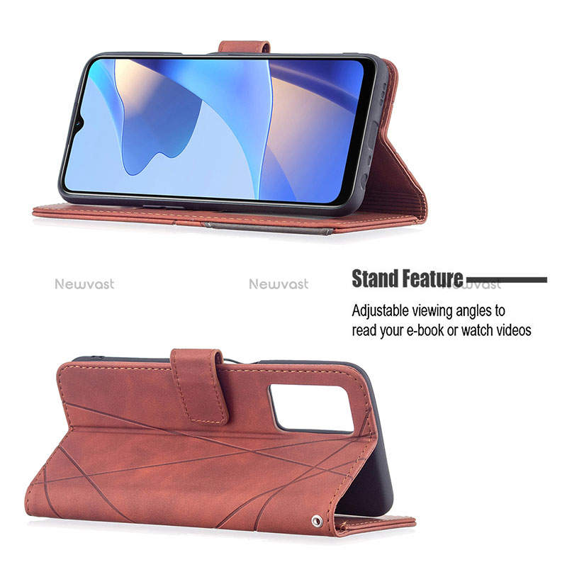 Leather Case Stands Flip Cover Holder B08F for Oppo A16s