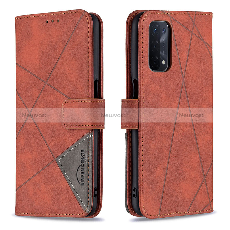 Leather Case Stands Flip Cover Holder B08F for Oppo A54 5G