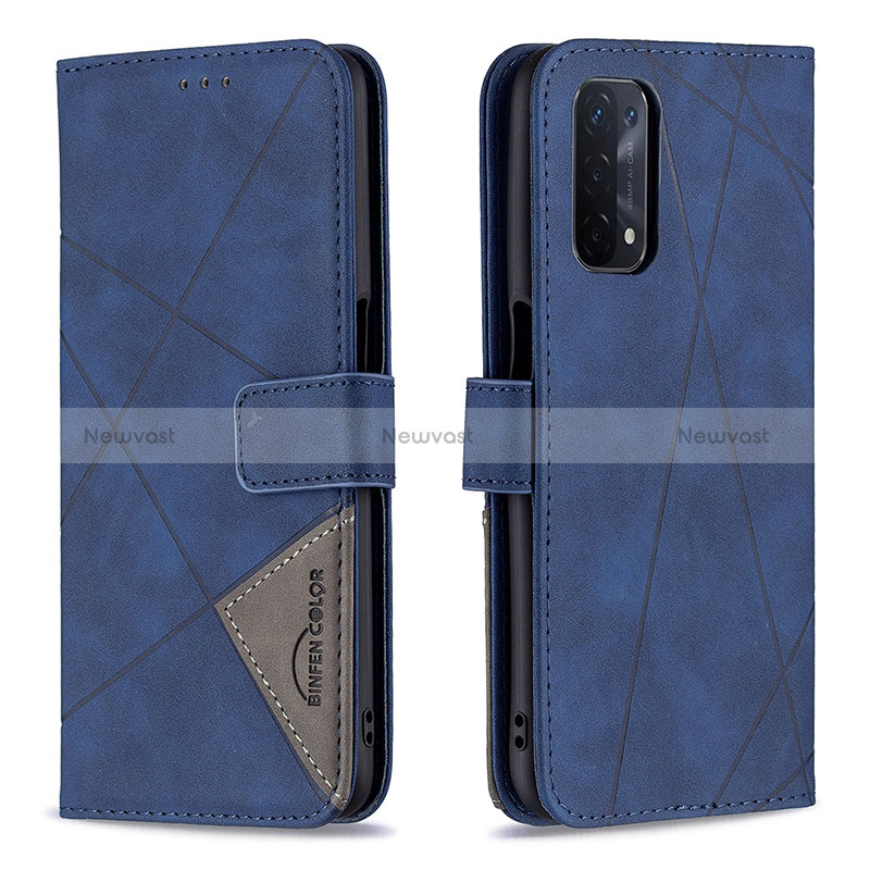 Leather Case Stands Flip Cover Holder B08F for Oppo A54 5G