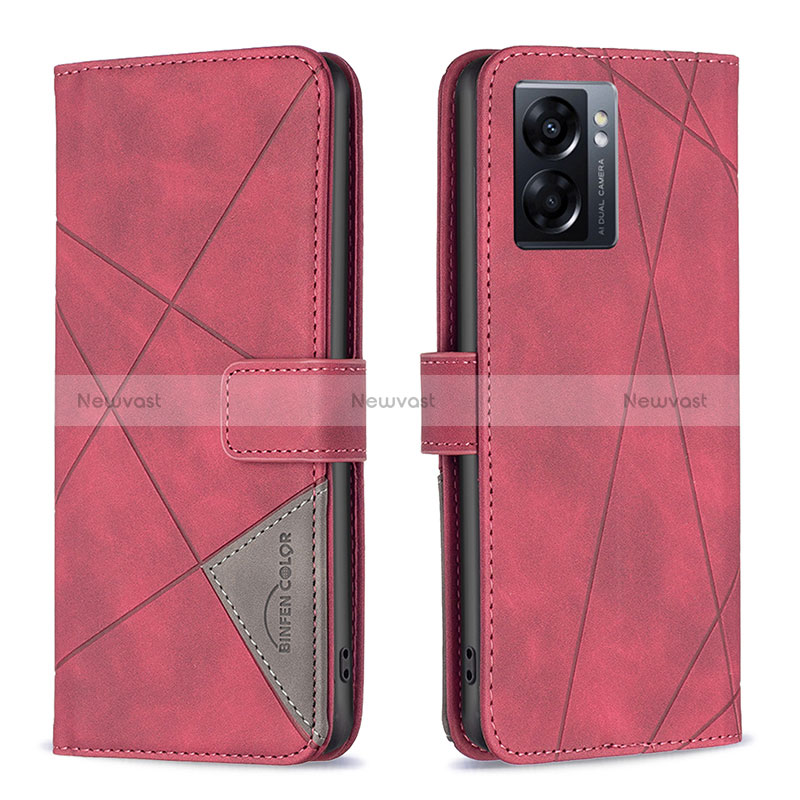 Leather Case Stands Flip Cover Holder B08F for Oppo A57 5G