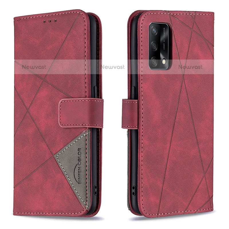 Leather Case Stands Flip Cover Holder B08F for Oppo A74 4G