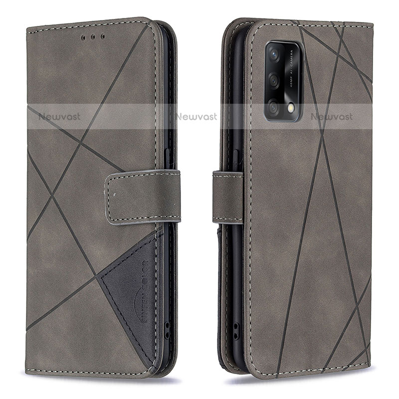 Leather Case Stands Flip Cover Holder B08F for Oppo A74 4G