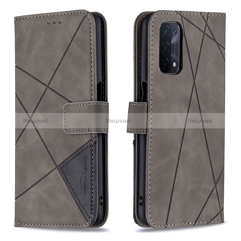 Leather Case Stands Flip Cover Holder B08F for Oppo A74 5G