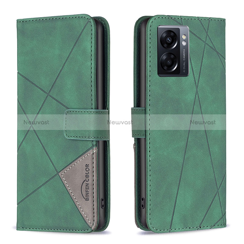 Leather Case Stands Flip Cover Holder B08F for Oppo A77 5G