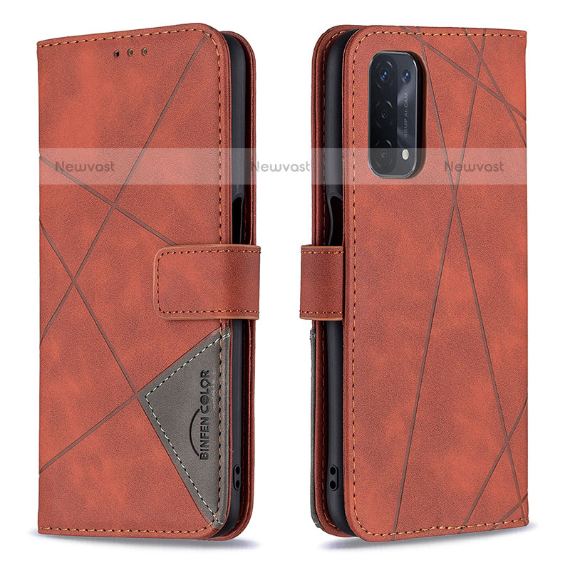 Leather Case Stands Flip Cover Holder B08F for Oppo A93 5G