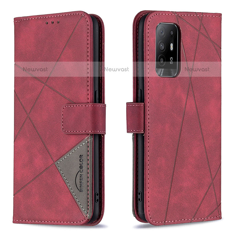 Leather Case Stands Flip Cover Holder B08F for Oppo A94 5G