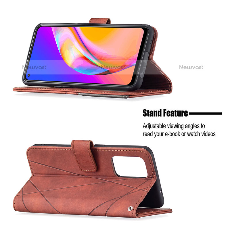 Leather Case Stands Flip Cover Holder B08F for Oppo A94 5G