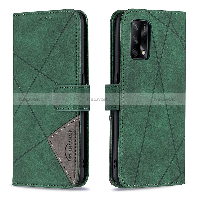 Leather Case Stands Flip Cover Holder B08F for Oppo A95 4G