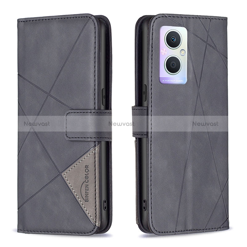 Leather Case Stands Flip Cover Holder B08F for Oppo A96 5G