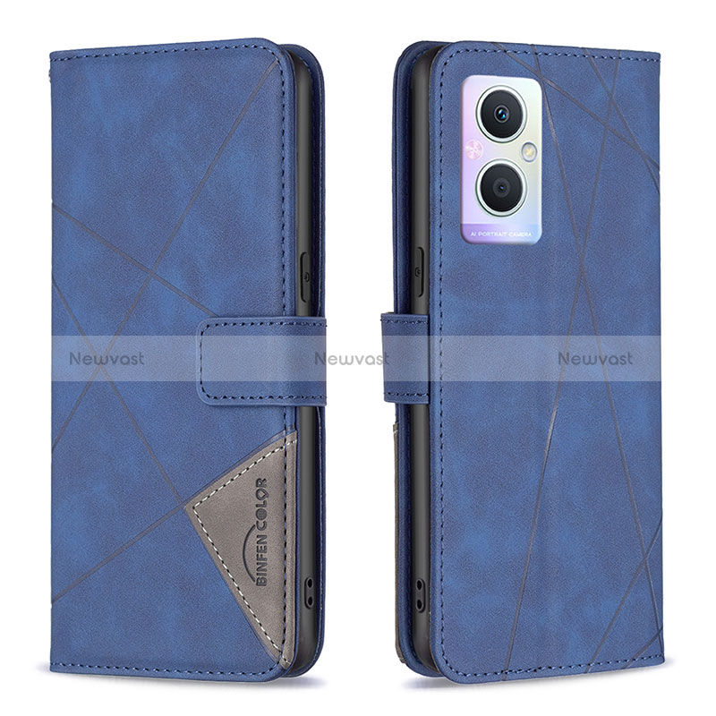 Leather Case Stands Flip Cover Holder B08F for Oppo A96 5G