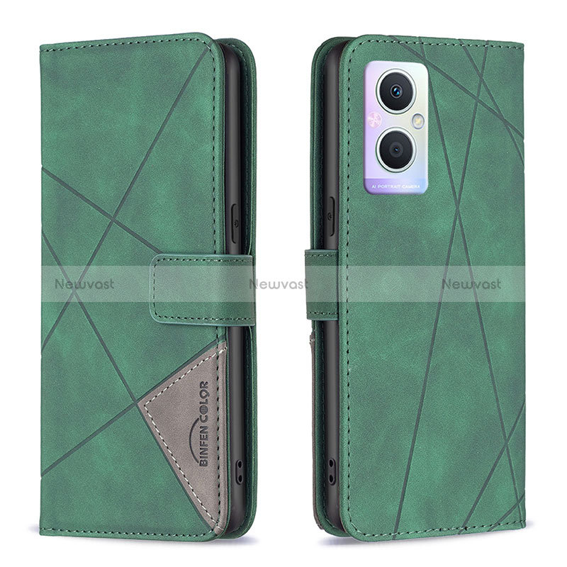 Leather Case Stands Flip Cover Holder B08F for Oppo A96 5G