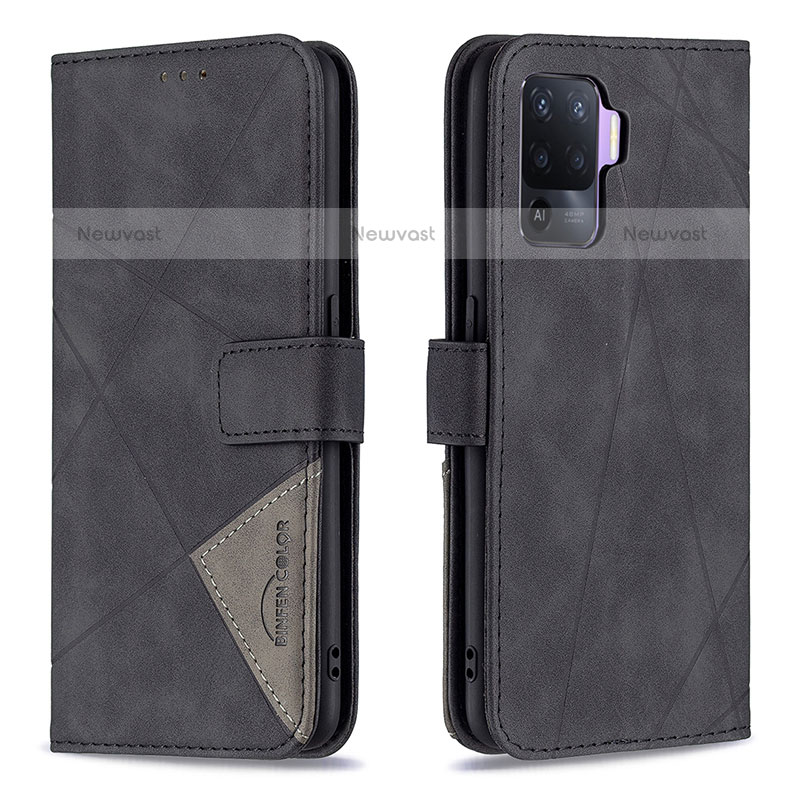 Leather Case Stands Flip Cover Holder B08F for Oppo F19 Pro