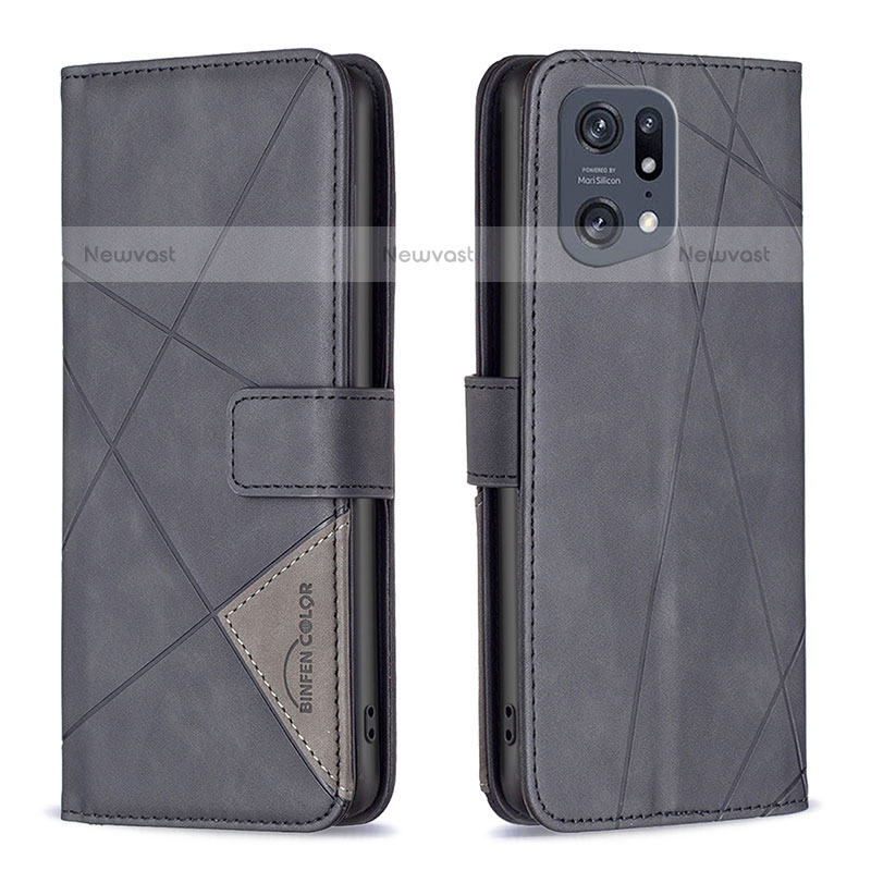 Leather Case Stands Flip Cover Holder B08F for Oppo Find X5 Pro 5G