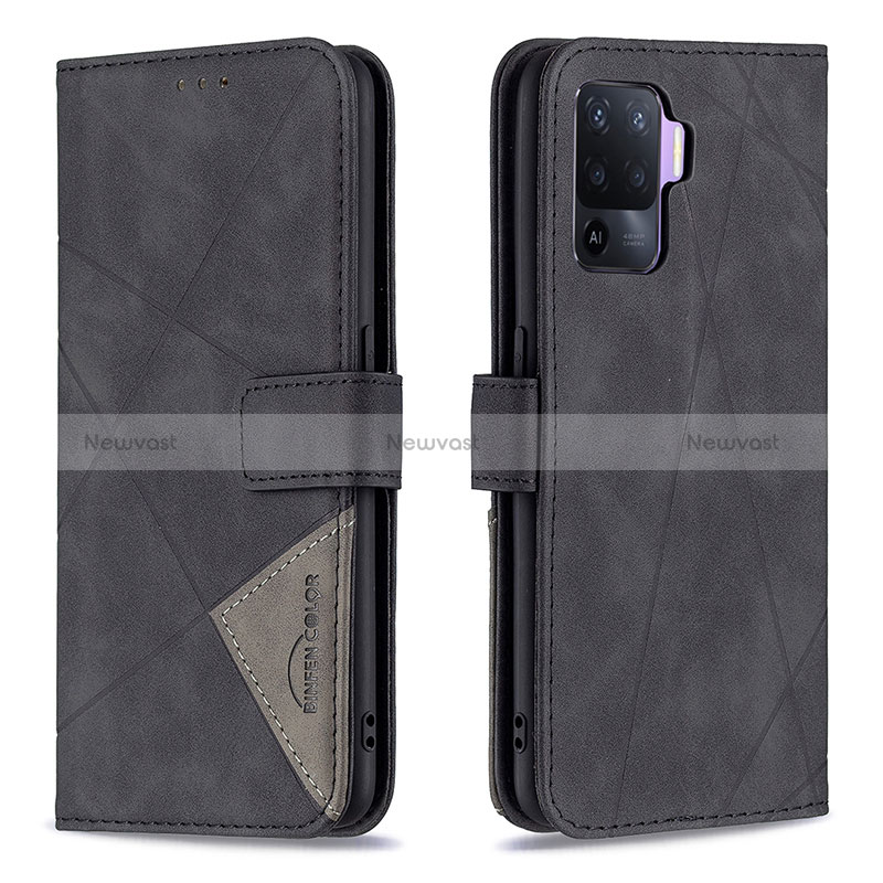 Leather Case Stands Flip Cover Holder B08F for Oppo Reno5 F