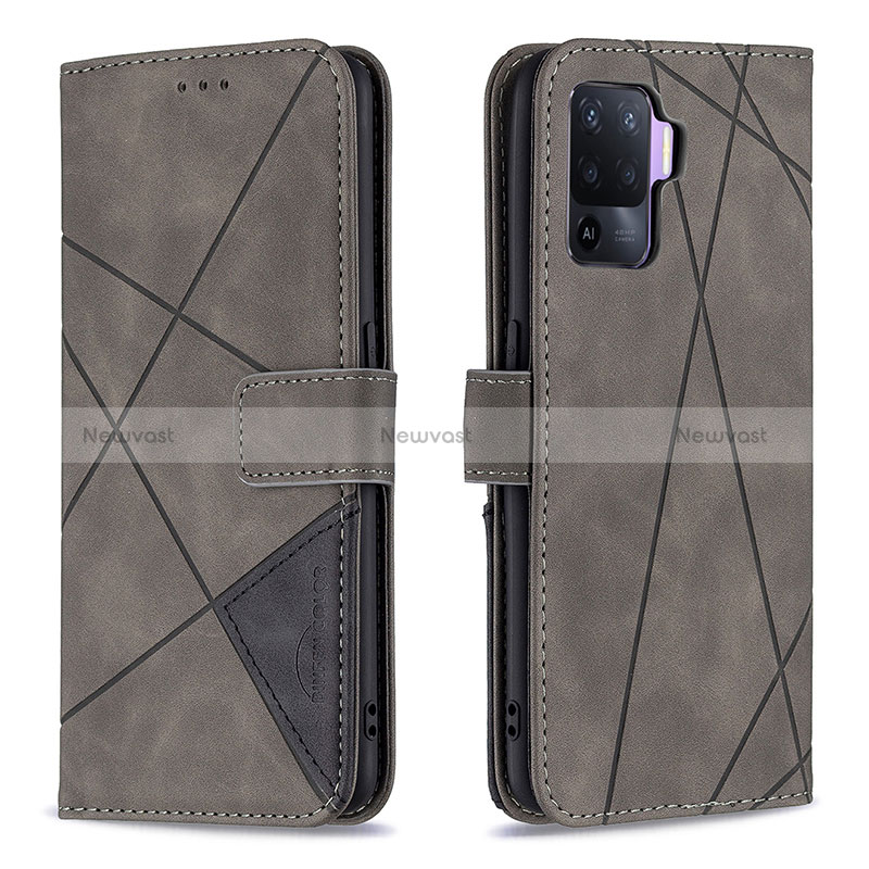 Leather Case Stands Flip Cover Holder B08F for Oppo Reno5 F