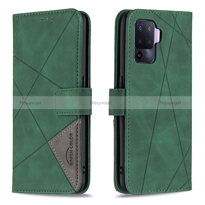 Leather Case Stands Flip Cover Holder B08F for Oppo Reno5 Lite