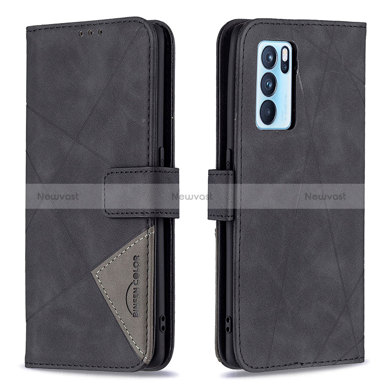 Leather Case Stands Flip Cover Holder B08F for Oppo Reno6 Pro 5G India