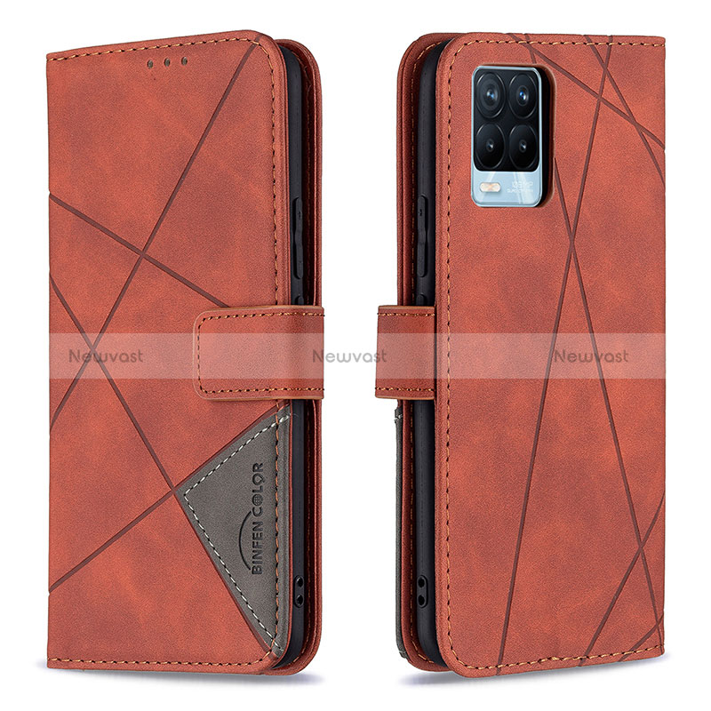 Leather Case Stands Flip Cover Holder B08F for Realme 8 4G