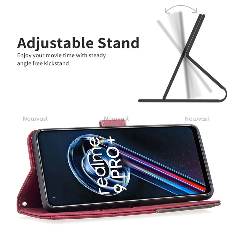 Leather Case Stands Flip Cover Holder B08F for Realme 9 4G