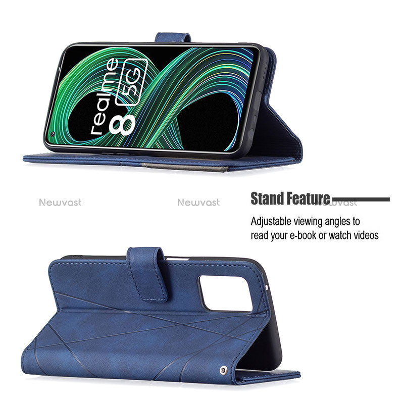 Leather Case Stands Flip Cover Holder B08F for Realme 9 5G India