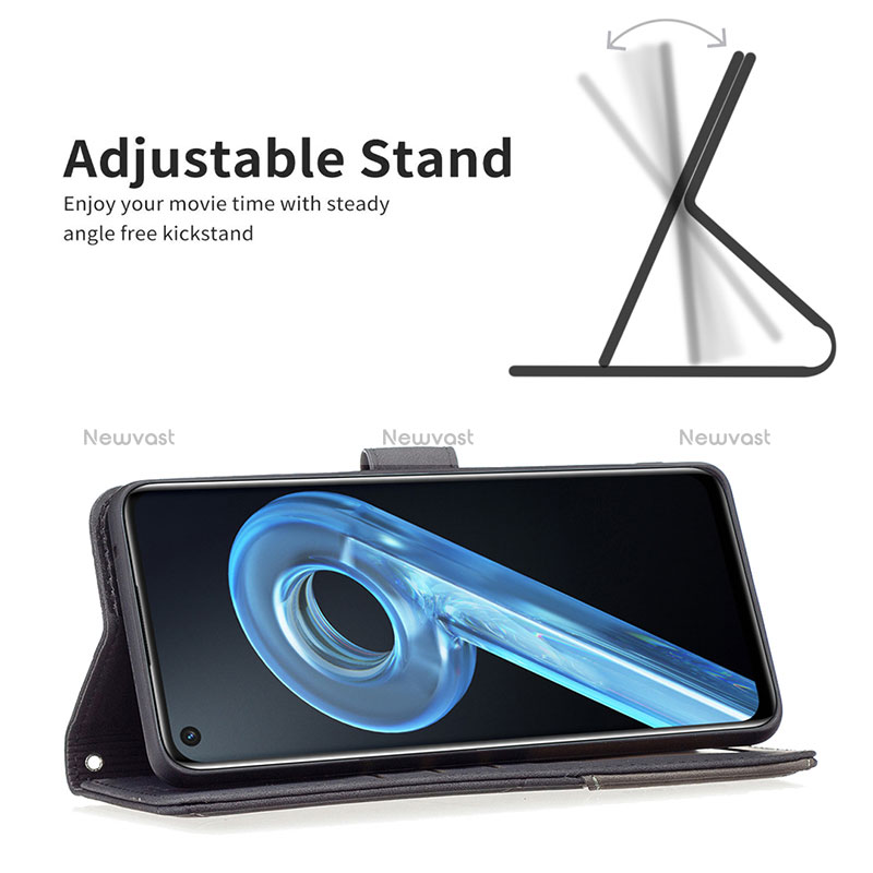 Leather Case Stands Flip Cover Holder B08F for Realme 9i 4G