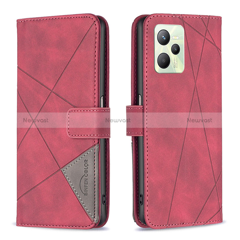 Leather Case Stands Flip Cover Holder B08F for Realme Narzo 50A Prime