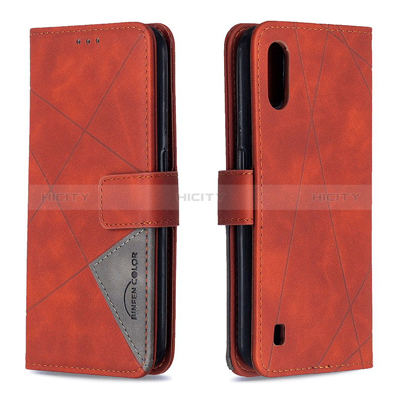 Leather Case Stands Flip Cover Holder B08F for Samsung Galaxy A01 SM-A015