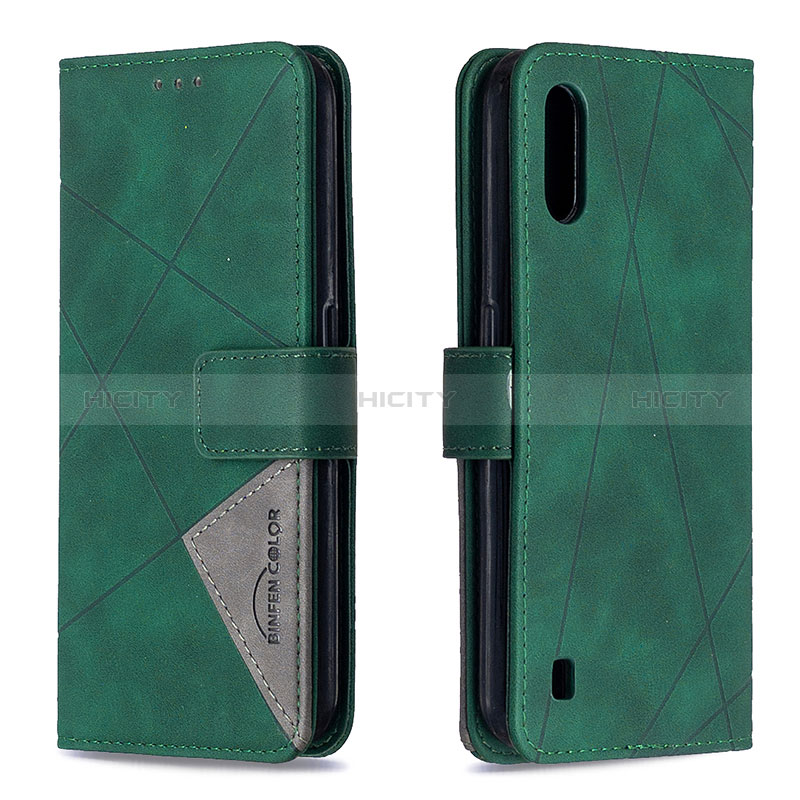 Leather Case Stands Flip Cover Holder B08F for Samsung Galaxy A01 SM-A015 Green