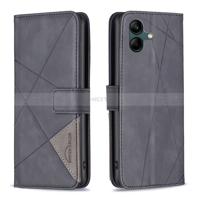 Leather Case Stands Flip Cover Holder B08F for Samsung Galaxy A04E Black