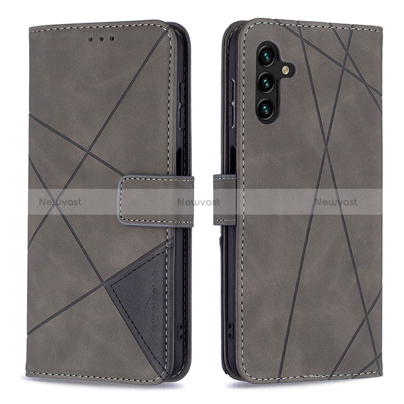 Leather Case Stands Flip Cover Holder B08F for Samsung Galaxy A04s Gray