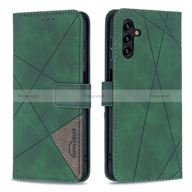 Leather Case Stands Flip Cover Holder B08F for Samsung Galaxy A04s Green