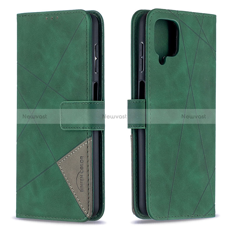 Leather Case Stands Flip Cover Holder B08F for Samsung Galaxy A12 5G Green
