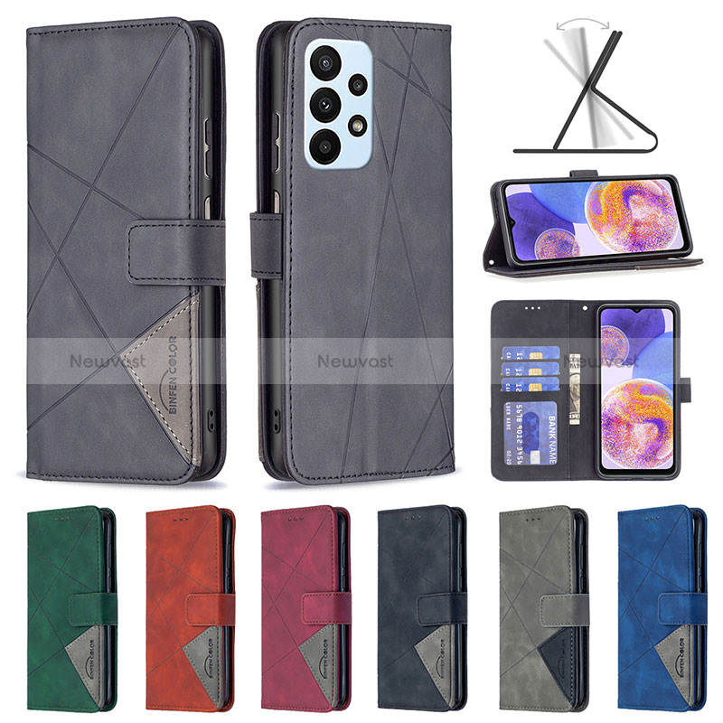 Leather Case Stands Flip Cover Holder B08F for Samsung Galaxy A23 4G