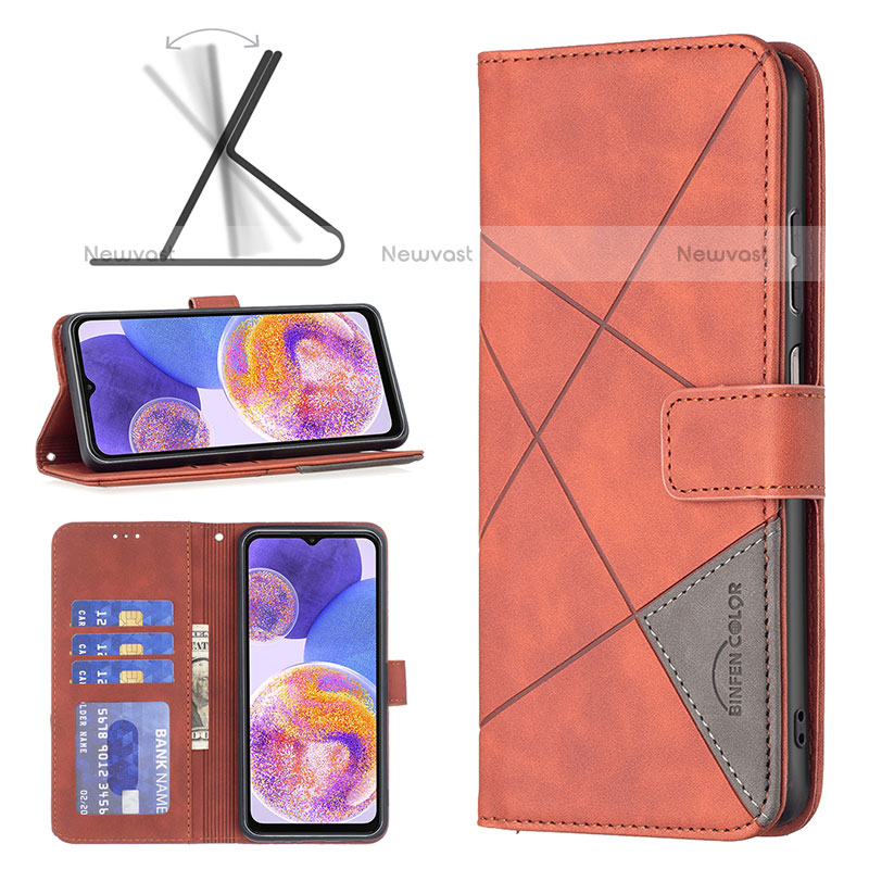 Leather Case Stands Flip Cover Holder B08F for Samsung Galaxy A23 5G