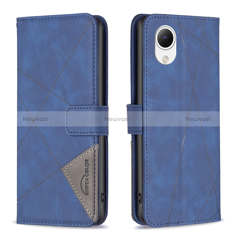 Leather Case Stands Flip Cover Holder B08F for Samsung Galaxy A23 5G SC-56C Blue