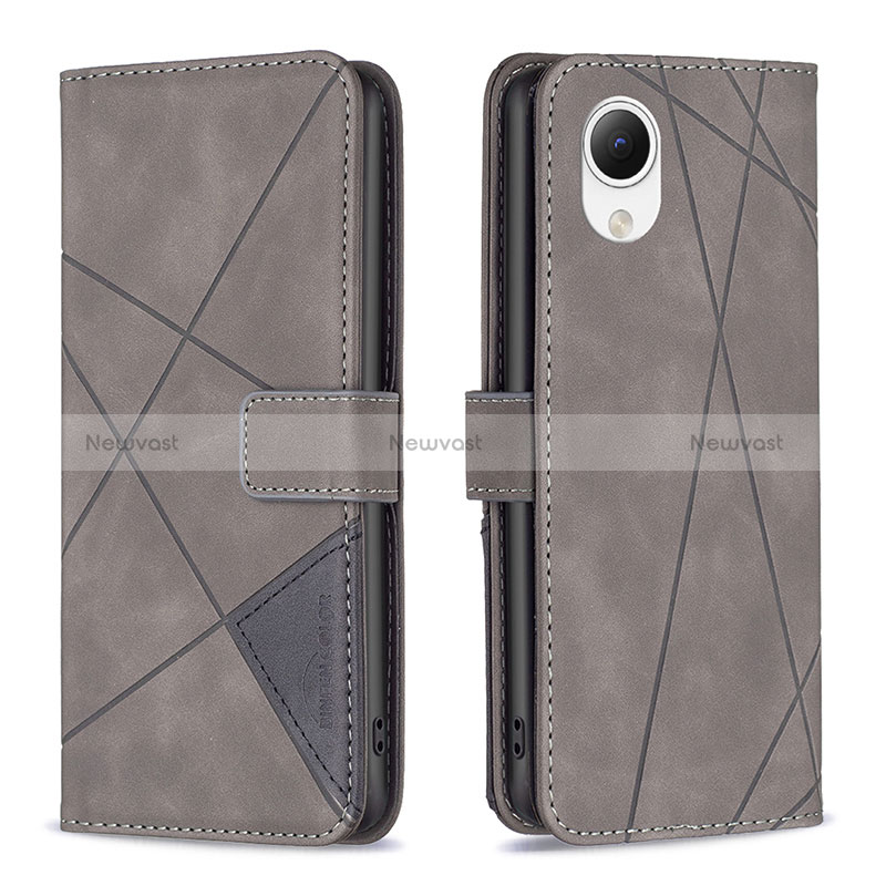 Leather Case Stands Flip Cover Holder B08F for Samsung Galaxy A23 5G SC-56C Gray