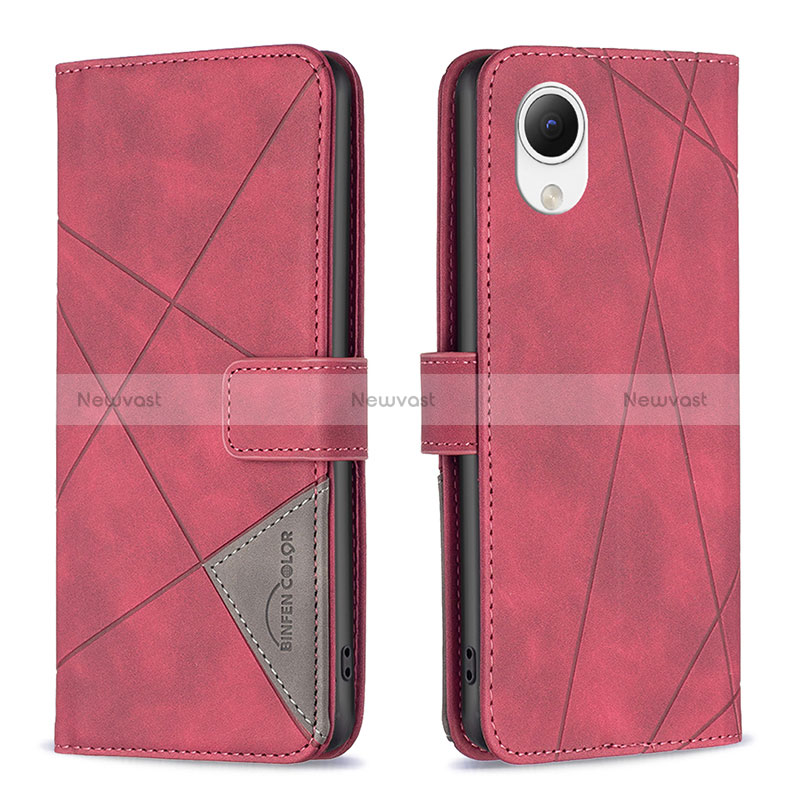 Leather Case Stands Flip Cover Holder B08F for Samsung Galaxy A23s Red