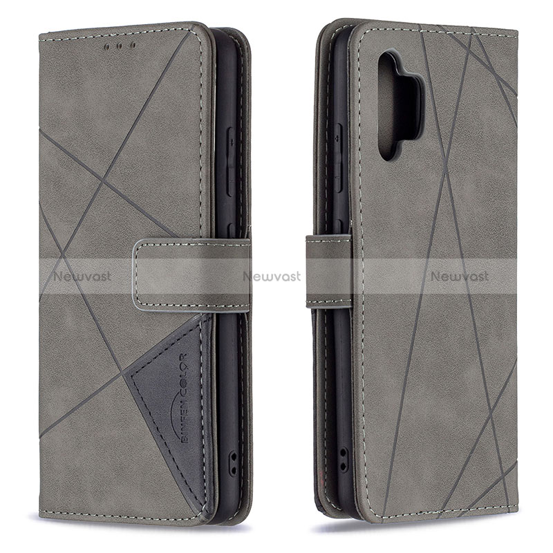 Leather Case Stands Flip Cover Holder B08F for Samsung Galaxy A32 4G Gray